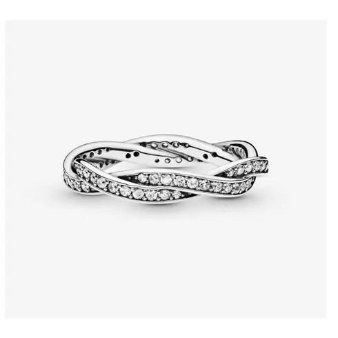 Pandora 190892CZ-54 Sparkling Twisted Lines prsten