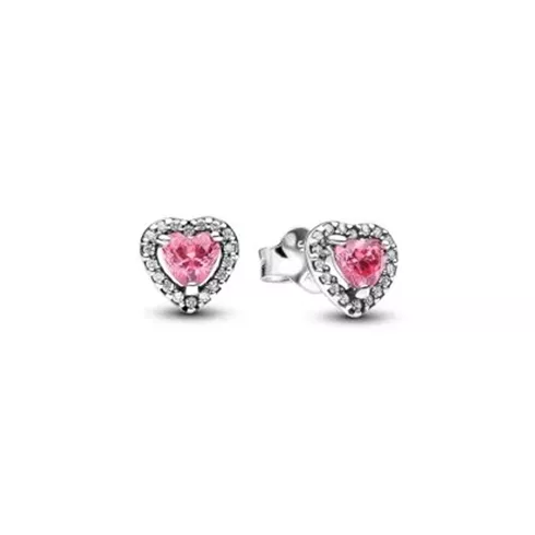 298427C02 PANDORA Elevated Pink Heart Stud ženske minđuše