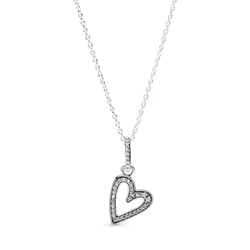 398688C01-50 PANDORA Sparkling Freehand Heart Pendant ogrlica