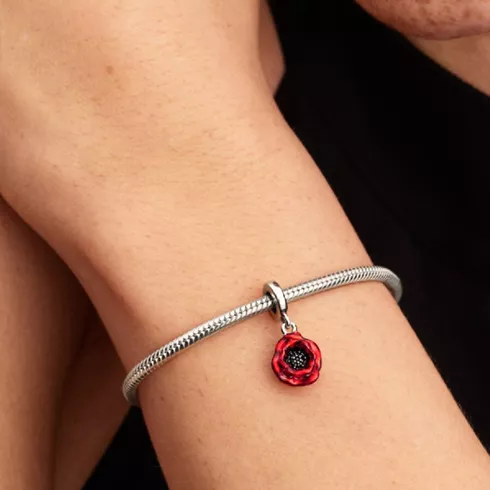793917C01 PANDORA Red Flower Dangle privezak
