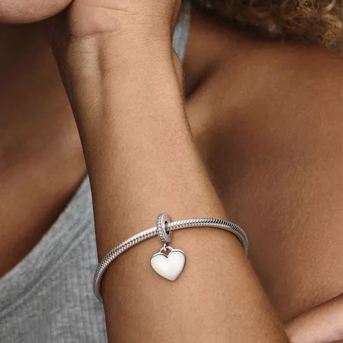 798761C01 PANDORA Engravable Heart Tag Dangle privezak