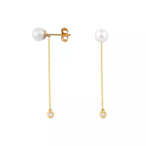 EBZ107702 EKAN NAKIT Diamond Pearls minđuše14k