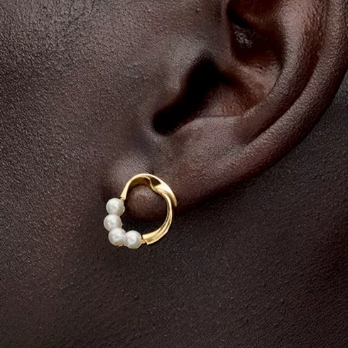 263276C01 PANDORA Organically Shaped Circle & Treated Freshwater Cultured Pearls Stud ženske minđuše