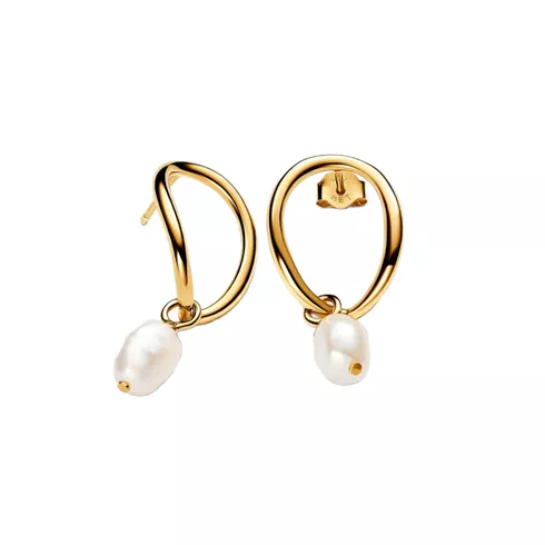 263281C01 PANDORA Organically Shaped Circle & Baroque Treated Freshwater Cultured Pearl ženske minđuše