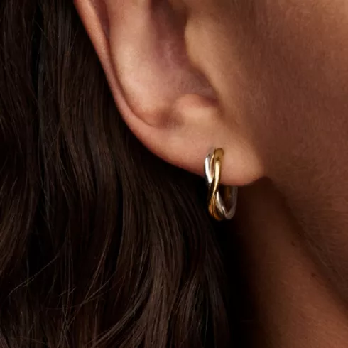 263880C00 PANDORA Organically Shaped Two-tone Open Hoop ženske minđuše