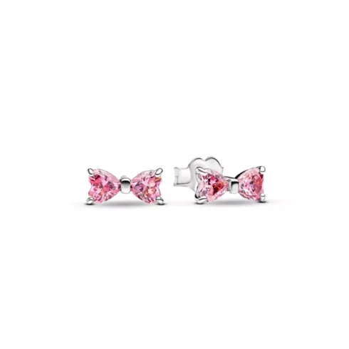 293505C01 PANDORA Sparkling Pink Bow Stud minđuše