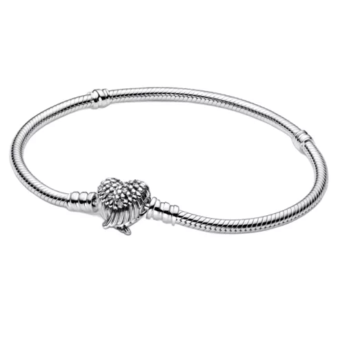 593680C01-19 PANDORA Heart Wings Clasp Snake Chain narukvica