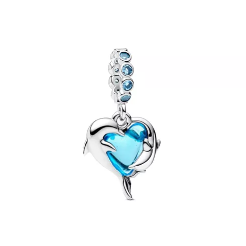 793924C01 PANDORA Blue Murano Glass Dolphins Dangle žensi privezak