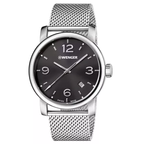 01.1041.124 WENGER Urban Metropolitan Mens Black Dial Mesh Strap Swiss made ručni sat