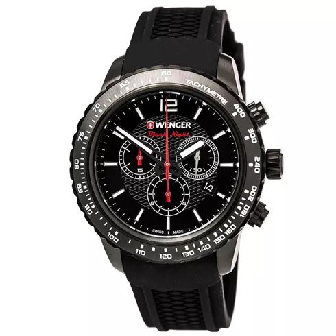 01.0853.109 WENGER Roadster Black Night Chronograph Silicone Men's Swiss made ručni sat