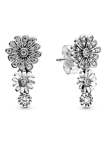 PANDORA 298876C01 Sparkling Daisy Flower Trio minđuše