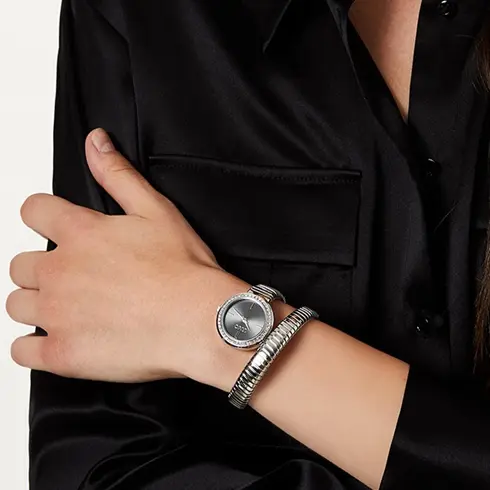 TLJ1648-LIU JO Fashion Twist Silver Black  ženski ručni sat