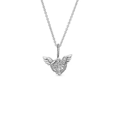Pandora 398505C01-45 Ogrlica Pave Srce i anđeoska krila