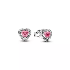 298427C02 PANDORA Elevated Pink Heart Stud ženske minđuše