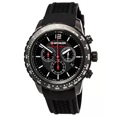 01.0853.109 WENGER Roadster Black Night Chronograph Silicone Men's Swiss made ručni sat