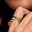 163889C00-54 PANDORA Organically Shaped Two-tone Double ženski prsten