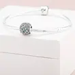 798797C01 PANDORA Teal Pavé Daisy Flower privezak