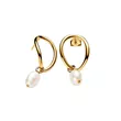 263281C01 PANDORA Organically Shaped Circle & Baroque Treated Freshwater Cultured Pearl ženske minđuše