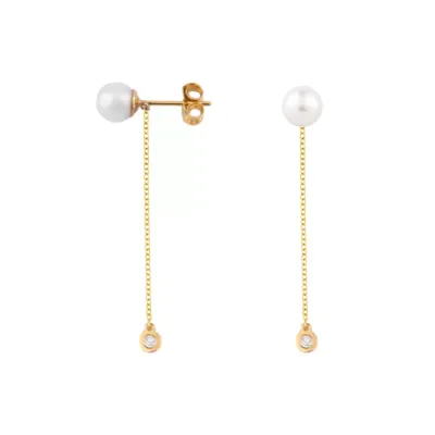 EBZ107702 EKAN NAKIT Diamond Pearls minđuše14k