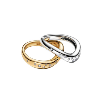 164674C01-60 PANDORA NAKIT Organically Shaped Two-Tone Stacking ženski prsten 14k pozl CD/26 - 164674C01 1
