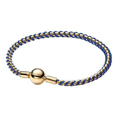563816C02-18 PANDORA Blue Cord Box Chain ženska narukvica 14k pozl CD/26
