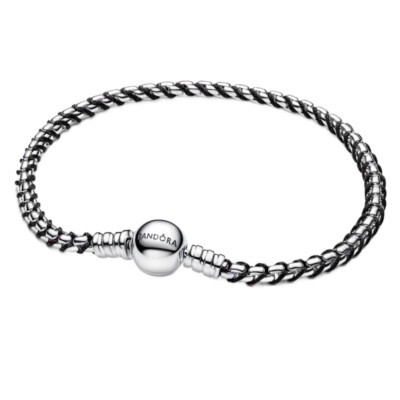 593816C02-18 PANDORA Black Cord Box Chain ženska narukvica srebro 925 CD/26