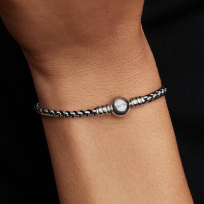 593816C02-18 PANDORA Black Cord Box Chain ženska narukvica srebro 925 CD/26 - 593816C02 2