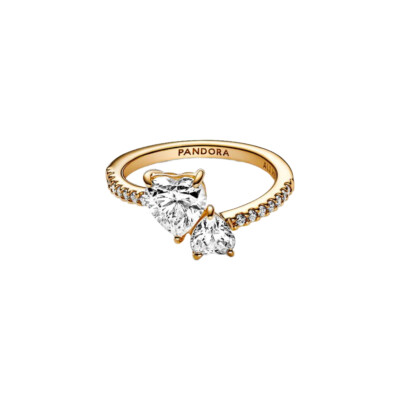 161198C01-54 PANDORA NAKIT Double Heart Sparkling ženski prsten14k pozl CC/23 - 161198C01 1
