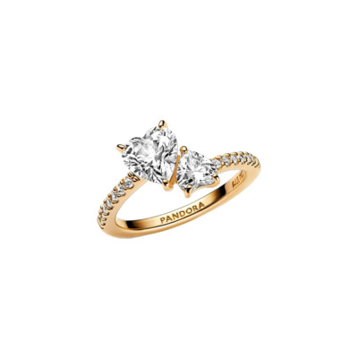 161198C01-54 PANDORA NAKIT Double Heart Sparkling ženski prsten14k pozl CC/23 - 161198C01 2