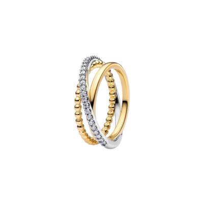 164826C01-58 PANDORA Crossover Beads & Pavé Triple Band ženski prsten 14k pozl CE/26