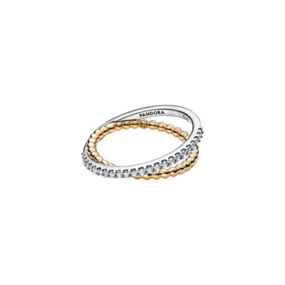 164827C01-52 PANDORA Crossover Beads & Pavé Double Band ženski prsten 14k pozl CE/26 - 164827C01 1